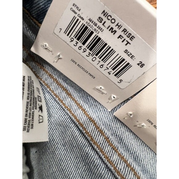 AGOLDE Jeans Womens Sz 26 Button Fly NICO High Rise Slim Medium Wash casual New - Picture 11 of 14